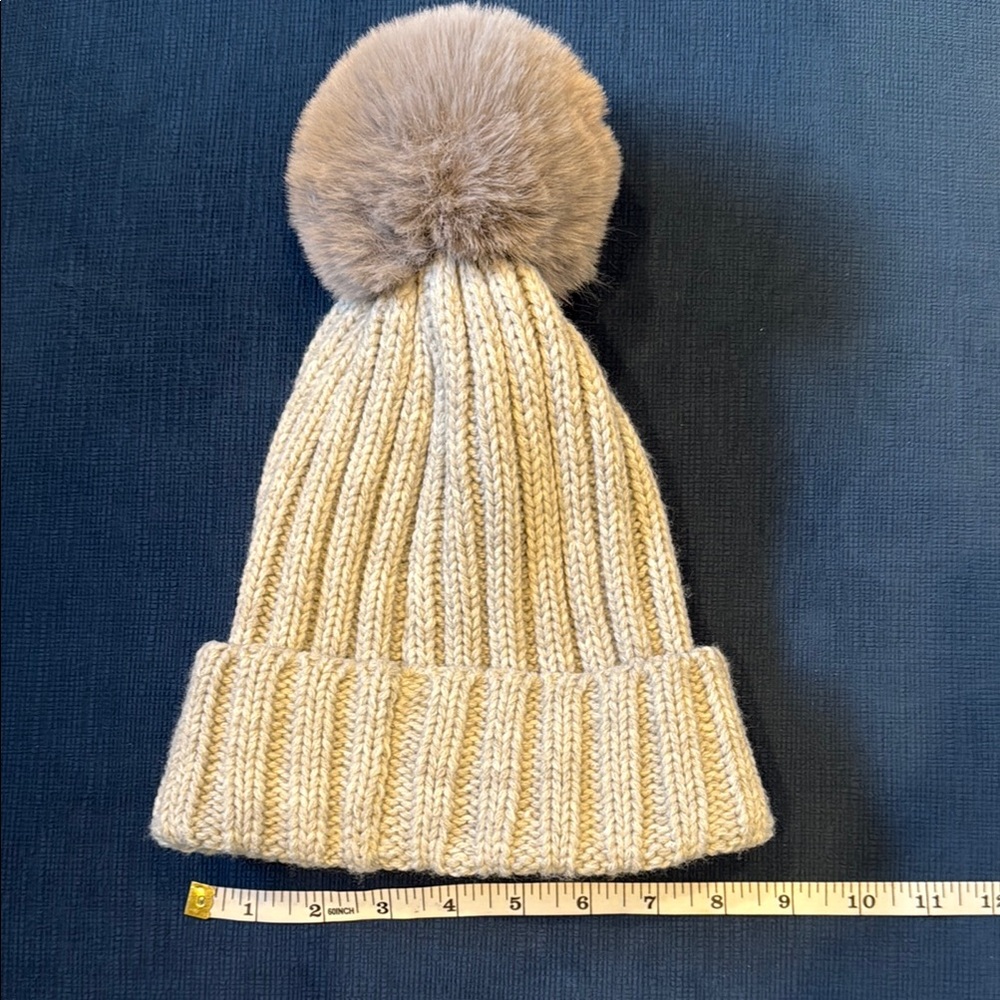 BCBGeneration light gray Knit Pom-Pom Beanie for lady or youth